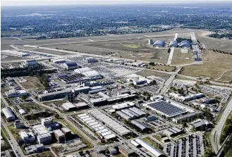  ?? ?? Wright-Patterson Air Force Base is home to at least 35,000 military and civilian employees, Dayton leaders said this week. That’s a milestone that represents nearly a doubling in employment growth since the early 2000s, and many see the expansion continuing.