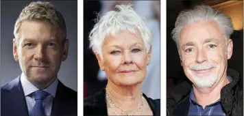  ??  ?? Kenneth Branagh. Judi Dench. Eoin Colfer.