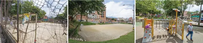  ?? FOTO JULIO C. HERRERA ?? La cancha del Calvario en Campo Valdés, requiere arreglos. Alcaldía espera legalizar su propiedad. Cancha El Mosco, Buenos Aires, es de privados, pero tiene uso público. Dueños piden que se la compren. Este parque en Villa Hermosa es muy concurrido, pero tiene problemas de registro.