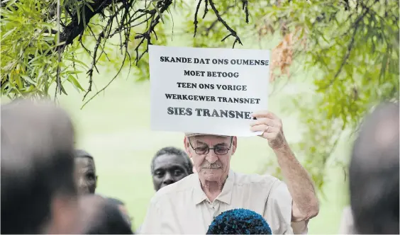  ?? Picture: Gallo Images ?? DESPERATE. Former Transnet employees during a march on March 30, 2016 at the Union Buildings in Pretoria. They handed over a memorandum to the presidency, pleading for pension funding that was promised, but never given to them.