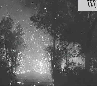  ?? SHANE TURPIN/SEELAVA.COM VIA/THE ASSOCIATED PRESS ?? The volcano Kilauea erupts on Hawaii’s Big Island Friday, sending molten lava through forests and bubbling up from paved streets and forcing the evacuation of about 1,500 people. A series of earthquake­s were also reported nearby.