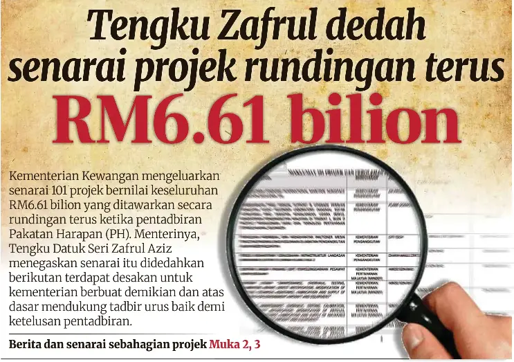 Tengku Zafrul Dedah Senarai Projek Rundingan Terus Rm6 61 Bilion Pressreader
