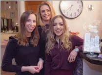  ??  ?? Shannon Kearns and Zoe Spillane with Roisin Fitzgerald, owner of Vale Beauty and Massage Boutique, Rathdrum.