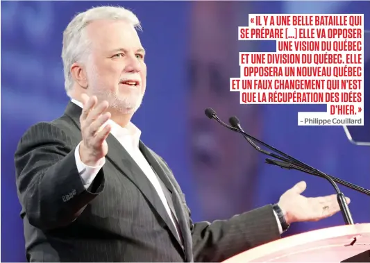  ?? PHOTO PASCAL HUOT ?? Le chef libéral a dévoilé les thèmes sur lesquels il entend miser à la prochaine campagne électorale : conciliati­on famille-travail-études, transports, éducation, santé, et bonne gestion des finances publiques.