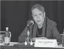  ?? Tribune News Service ?? n UC President Janet Napolitano speaks before the UC Board of Regents votes to select Gary May to become the next chancellor of UC Davis on Feb. 23 in Los Angeles, Calif.