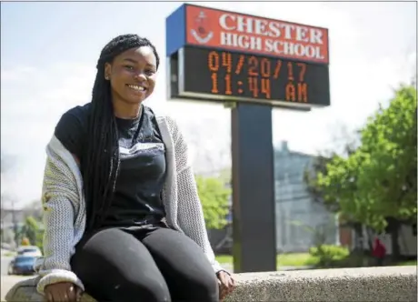  ?? RICK KAUFFMAN — DIGITAL FIRST MEDIA ?? Deborah Ekwale, 16, outside Chester High School, where she will graduate this year.