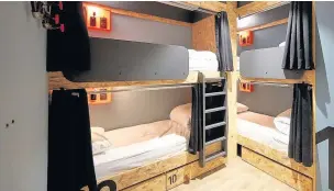  ??  ?? The dorm rooms at Moontain Hostel can sleep up to 12 and beds start at €12/£10