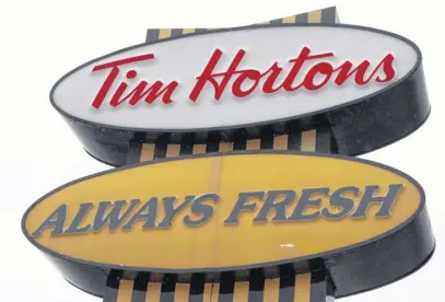  ?? ERIC WYNNE ■ THE CHRONICLE HERALD ?? Comparable sales at Tim Hortons in Canada rose 10.1 per cent in its most recent quarter.
