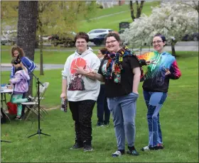  ?? JEFF DOELP — SPECIAL TO THE READING EAGLE ?? The Berks County Earth Day event was held Saturday in City Park in downtown Reading. In the spirit of the day are, from left, Geovani Rodriguez, Reading; Kay-Cee Marcincin, Reading; and Lainie Silleto, Long Neck Del.