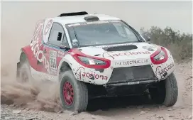  ??  ?? The Acciona entry is the only one of the more than 18,000 vehicles that have completed the Dakar Rally over the years to do so on electricit­y alone.