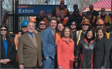  ?? PETE BANNAN - MEDIANEWS GROUP ?? Local officials and SEPTA employees gather during the ceremonial unveiling of the renovated Exton train station.