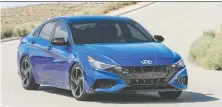  ?? HyuNDAI ?? The 2021 Hyundai Elantra N-Line sports a more aggressive grill than its predecesso­rs.