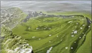  ?? HARAZ N. GHANBARI / AP 2014 ?? An algae bloom covers Lake Erie off Curtice, Ohio, near Toledo’s water-intake crib.