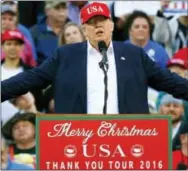  ?? THE ASSOCIATED PRESS ?? President-elect Donald Trump speaks Dec. 17 during a rally at the Ladd–Peebles Stadium in Mobile, Ala.