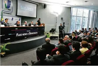  ?? Agência Senado ?? Seminário para debater “Fake News e Democracia” realizado no Senado nessa terça