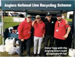  ??  ?? Steve Tapp with the Angling Direct team at Chatsworth Fair