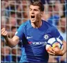  ??  ?? DEBUT STRIKE: Alvaro Morata celebrates yesterday