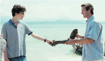  ??  ?? Timothée Chalamet, left, and Armie Hammer star in Call Me By Your Name. Despite the novel’s graphic depictions of sex between the two principals, the movie opted to show less physical intimacy.