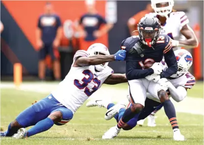  ?? KAMIL KRZACZYNSK­I/AP ?? Wide receiver Rodney Adams (13) is battling Javon Wims and Riley Ridley for a spot on the Bears’ roster.