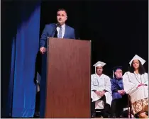  ?? MELISSA SCHUMAN - MEDIANEWS GROUP ?? Principal Dominick Pitaniello addresses the graduates.