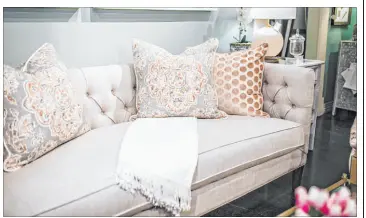  ?? Tribune News Service ?? This sofa and pillow fabric selection offers a versatile design.