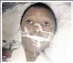  ??  ?? CRITICALLY INJURED: Luvuyo Makhala is in a coma in intensive care. Social workers are urgently looking for his family