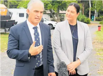  ?? Photo / Peter de Graaf ?? Tourism Minister Stuart Nash and Northland MP Willow-Jean Prime announcing a ‘reset’ of freedom camping rules.