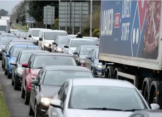  ?? Picture: Adrian White ?? Traffic at a standstill on Fabian Way.