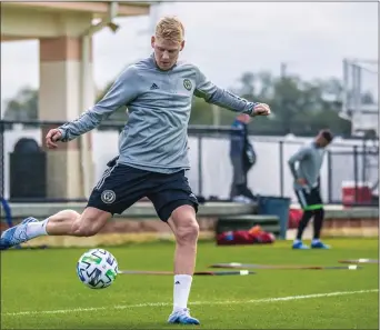  ?? COURTESY PHILADELPH­IA UNION ?? The Union signed Norwegian defender Jakob Glesnes, here training with the club in Clearwater, Fla., Friday.