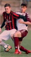  ??  ?? Alessandro Buongiorno, 18 anni, in azione con la Primavera contro il Milan TORINOFC.IT