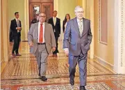  ?? [AP PHOTO] ?? Senate Majority Leader Mitch McConnell of Kentucky walks to his office Thursday on Capitol Hill in Washington.