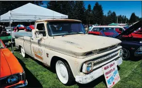  ??  ?? This sexy ’60s Chevy half-ton farm truck built by Metal Craft in Langley grabbed Cam Hutchins’ attention.