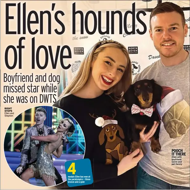  ?? ?? POOCH IT THERE Ellen with boyfriend Gavin and pet Denny