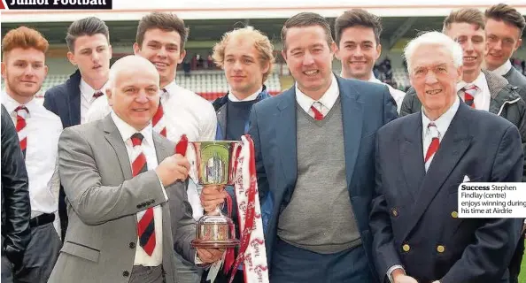  ??  ?? Success Stephen Findlay (centre) enjoys winning during his time at Airdrie