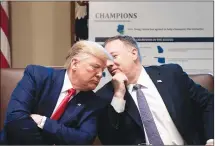  ?? Getty Images/tns ?? U.S. President Donald Trump, left, listens to US Secretary of State Mike Pompeo during a Cabinet Meeting at the White House on Monday in Washington,dc.