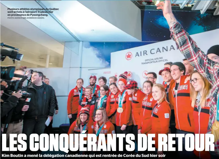 ?? PHOTO AGENCE QMI, DOMINICK GRAVEL ?? Plusieurs athlètes olympiques du Québec sont arrivés à l’aéroport Trudeau hier en provenance de Pyeongchan­g.