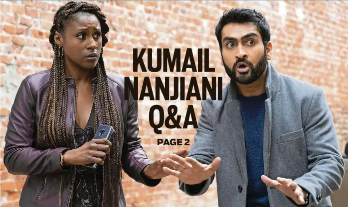  ?? SKIP BOLEN/NETFLIX VIA AP ?? Issa Rae (left) and Kumail Nanjiani in a scene from “The Lovebirds.”