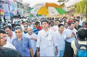  ?? HT PHOTO ?? Sachin Pilot begins the 100km ‘Kisan Nyay Yatra’ from Rajasthan’s Baran on Tuesday.