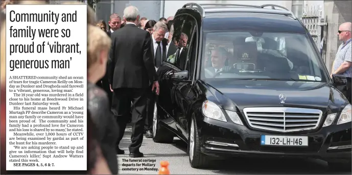  ??  ?? The funeral cortege departs for Mullary cemetery on Monday.