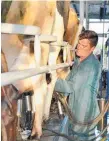  ??  ?? Mike Ashton milking cows at Lindsay Farm, one of NZ’s largest raw-milk suppliers.