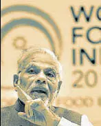  ?? PTI ?? Narendra Modi addressing the gathering at the inaugural session of World Food India 2017 in New Delhi