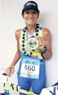  ??  ?? ●●Teresa Hollins became the first member of Rochdale Triathlon to compete at the Ironman World Championsh­ips