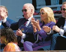  ?? PATRICK SEMANSKY/AP ?? President Joe Biden and first lady Jill Biden attend their granddaugh­ter’s college graduation Monday.