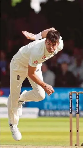  ?? REUTERS PIC ?? England’s James Anderson in action during their third Test against West Indies on Saturday.