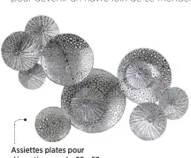  ??  ?? Assiettes plates pour décoration murale, 85 x 52 cm, 139 € sur westwingno­w.fr