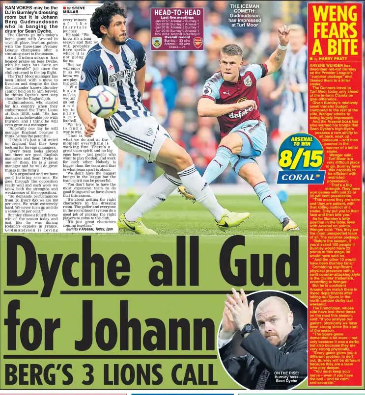  ??  ?? ON THE RISE: Burnley boss Sean Dyche