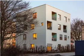  ??  ?? ABOVE: The handsome four-storey Punkt Cubes contain variously sized units that fit together like Lego pieces to meet changing needs.