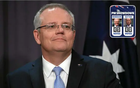  ?? Photo: AAP/SAM MOOY ?? NOW IN CHARGE: Newly-elected leader of the Liberal Party Scott Morrison, who will be Australia’s 30th prime minister, addresses media at a press conference at Parliament House in Canberra yesterday.