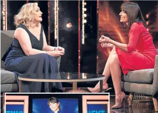  ??  ?? ▼
Above, Davina talks to inspiring Jayne Hardman in the first episode of This Time Next Year; left, on the set of her new show.