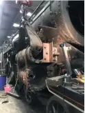  ?? ART SPICER ?? 75014: The right-hand cylinder of the Dartmouth Steam Railway’s ‘4MT’ 4-6-0 has been removed for a new casting to be fitted (SR496 Roster).